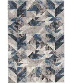Central Oriental Structures Cloud/Metal Abstract 7ft.10in. x 9ft.10in. Rect. Rug