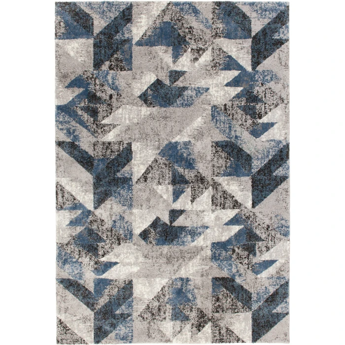 Central Oriental Structures Cloud/Metal Abstract 7ft.10in. x 9ft.10in. Rect. Rug