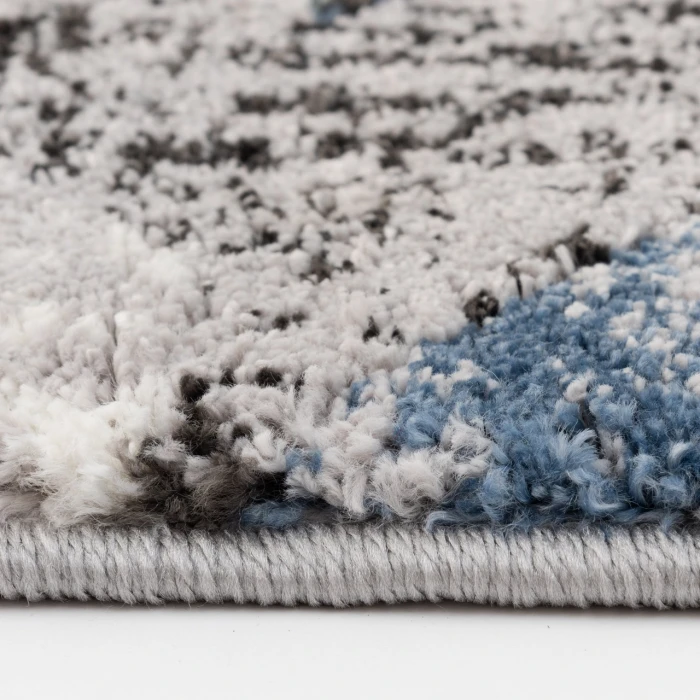 Central Oriental Structures Cloud/Metal Abstract 7ft.10in. x 9ft.10in. Rect. Rug