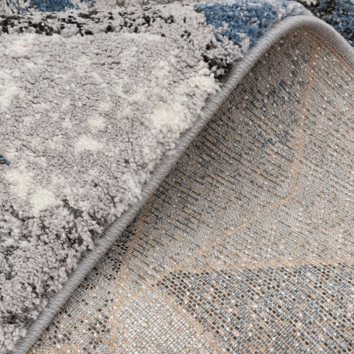 Central Oriental Structures Cloud/Metal Abstract 7ft.10in. x 9ft.10in. Rect. Rug