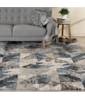 Central Oriental Structures Cloud/Metal Abstract 7ft.10in. x 9ft.10in. Rect. Rug