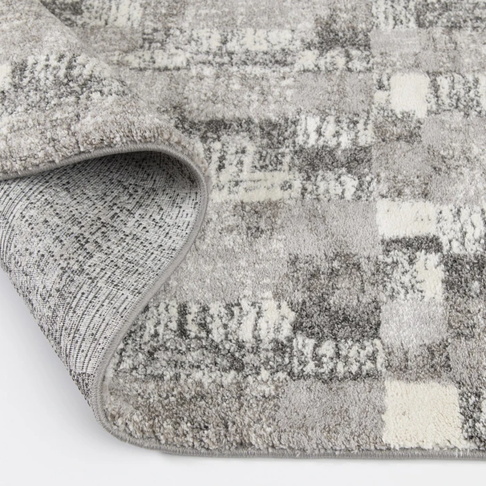 Central Oriental Structures Cloud/Buff Abstract 7ft.10in. x 9ft.10in. Rect. Rug
