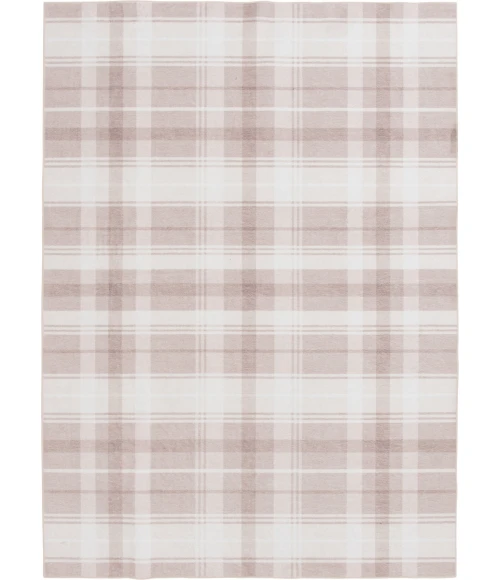 Central Oriental Rugese - Velveteen Washable Beige/Ivory Plaid 5ft. x 7ft. Rect. Rug