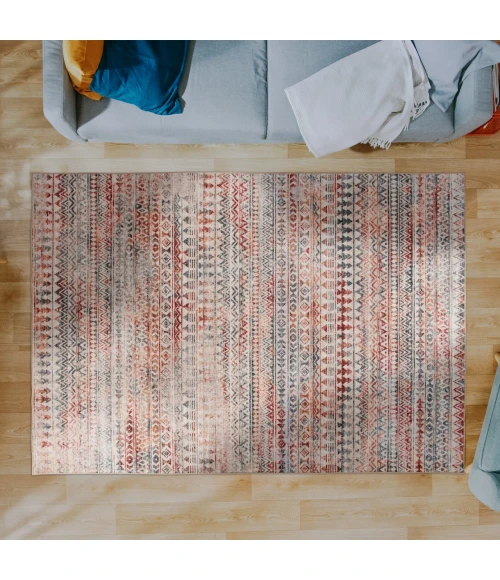 Central Oriental Rugese - Velveteen Washable Multi Abstract 5ft. x 7ft. Rect. Rug