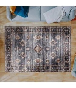 Central Oriental Rugese - Velveteen Washable Light Gray/Beige Oriental 7ft.6in. x 9ft.6in. Rect. Rug