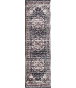 Central Oriental Rugese - Velveteen Washable Rust/Dark Grey Oriental 5ft. x 7ft. Rect. Rug