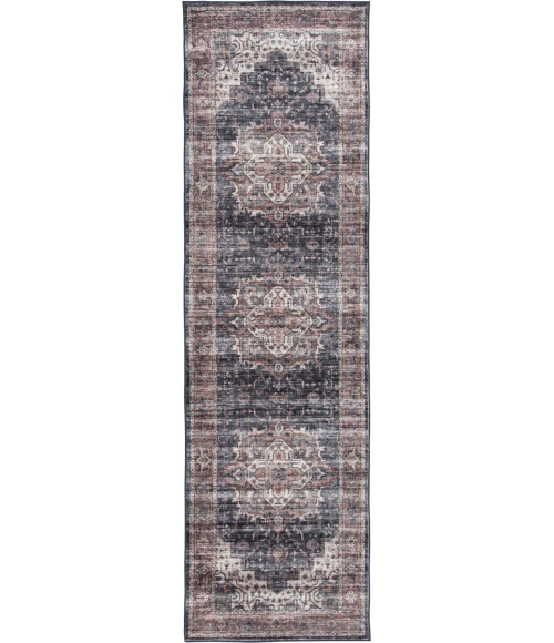 Central Oriental Rugese - Velveteen Washable Rust/Dark Grey Oriental 5ft. x 7ft. Rect. Rug