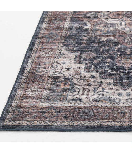 Central Oriental Rugese - Velveteen Washable Rust/Dark Grey Oriental 5ft. x 7ft. Rect. Rug