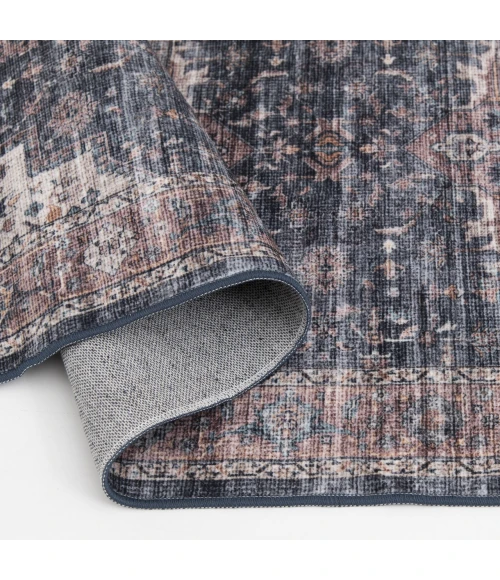 Central Oriental Rugese - Velveteen Washable Rust/Dark Grey Oriental 5ft. x 7ft. Rect. Rug