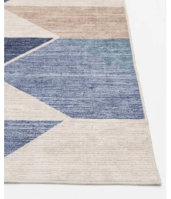 Central Oriental Rugese - Velveteen Washable Beige/Blue Geometric 7ft.6in. x 9ft.6in. Rect. Rug