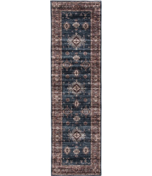 Central Oriental Rugese - Velveteen Washable Aerugo/Rust Oriental 7ft.6in. x 9ft.6in. Rect. Rug