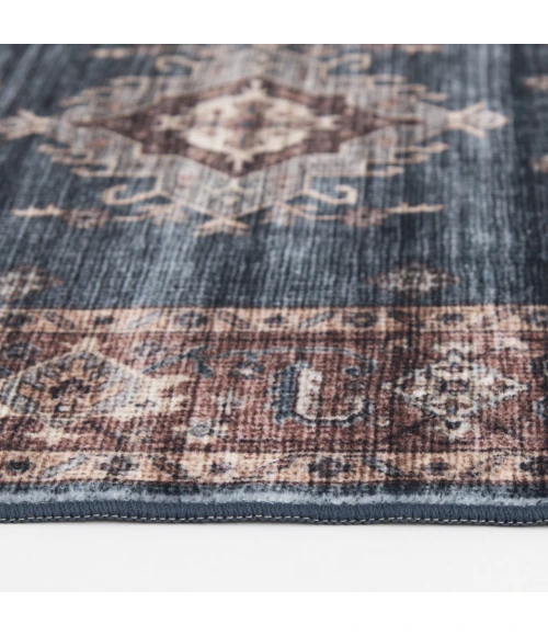 Central Oriental Rugese - Velveteen Washable Aerugo/Rust Oriental 7ft.6in. x 9ft.6in. Rect. Rug