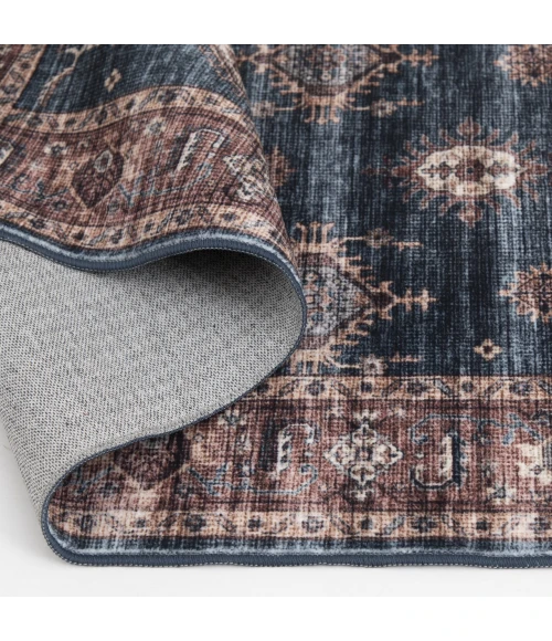 Central Oriental Rugese - Velveteen Washable Aerugo/Rust Oriental 7ft.6in. x 9ft.6in. Rect. Rug