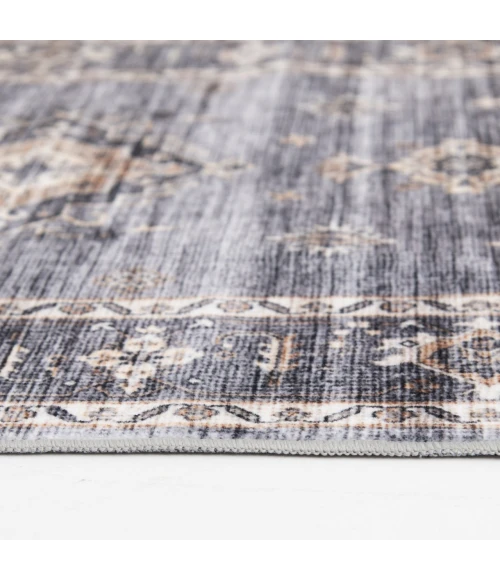 Central Oriental Rugese - Velveteen Washable Light Gray/Beige Oriental 5ft. x 7ft. Rect. Rug