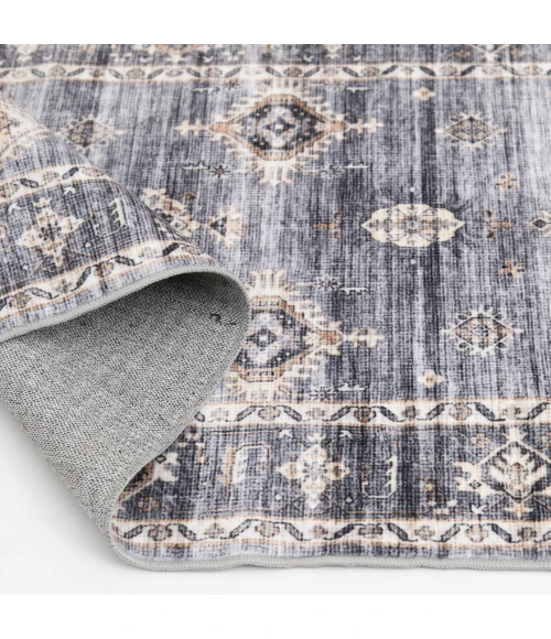 Central Oriental Rugese - Velveteen Washable Light Gray/Beige Oriental 5ft. x 7ft. Rect. Rug