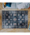 Central Oriental Rugese - Velveteen Washable Navy/Light Blue Oriental 5ft. x 7ft. Rect. Rug