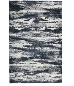 Central Oriental Pulse Beige/Blue Abstract 7ft.10in. x 9ft.10in. Rect. Rug