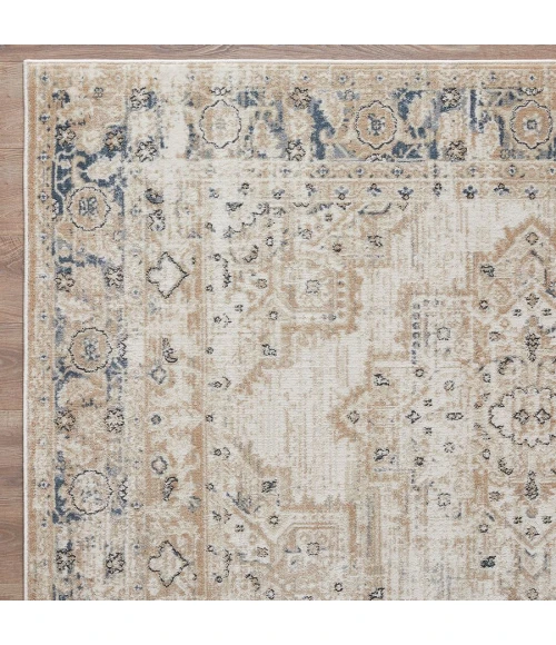 Loomaknoti Kehleigh Zayari Cream/Blue EK006 2 ft. X 3 ft. Rectangle Rug