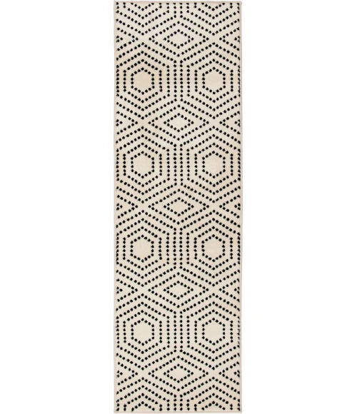 Loomaknoti Tecopa Kaharie White/Black ETR21WBK12 2 ft. 3 in. X 7 ft. 6 in. Rectangle Rug