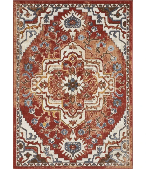 Loomaknoti Alsbrooke Zailorn Orange/Red EA006 5 ft. 3 in. X 7 ft. 3 in. Rectangle Rug
