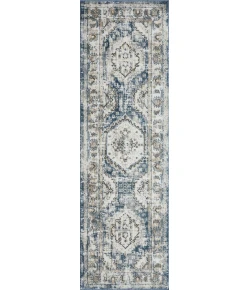 Loomaknoti Kehleigh Auborn Blue/Cream EK011 2 ft. X 6 ft. 7 in. Rectangle Rug
