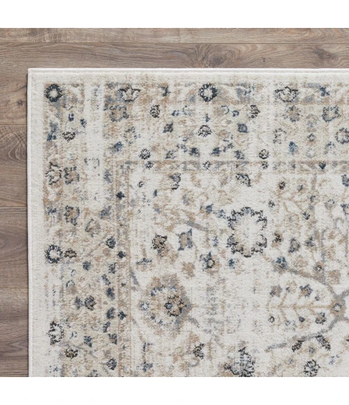 Loomaknoti Kehleigh Oviel Cream/Blue EK013 6 ft. 7 in. X 9 ft. 2 in. Rectangle Rug