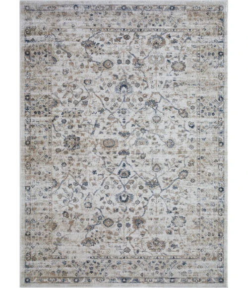 Loomaknoti Kehleigh Oviel Cream/Blue EK013 6 ft. 7 in. X 9 ft. 2 in. Rectangle Rug