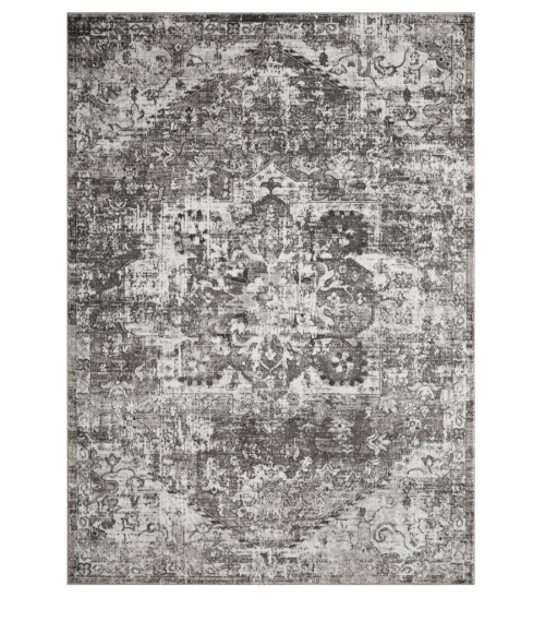 Loomaknoti Rhane Alemern Gray/Cream ER019 6 ft. 7” X 9 ft. 2” Rectangle Rug