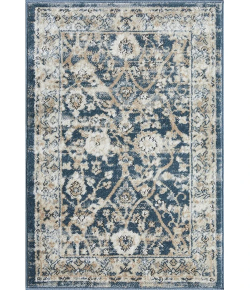 Loomaknoti Kehleigh Oviel Blue/Cream EK013 2 ft. X 3 ft. Rectangle Rug