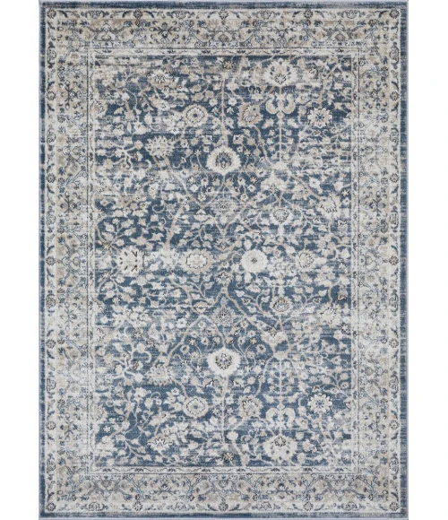 Loomaknoti Kehleigh Oviel Blue/Cream EK013 5 ft. 3 in. X 7 ft. 3 in. Rectangle Rug