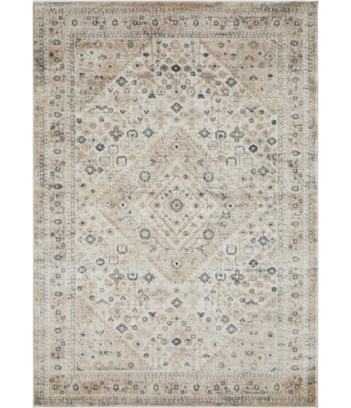 Loomaknoti Kehleigh Abrem Cream/Blue EK003 6 ft. 7 in. X 9 ft. 2 in. Rectangle Rug