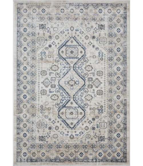 Loomaknoti Kehleigh Awester Cream/Blue EK018 3 ft. 3 in. X 5 ft. 3 in. Rectangle Rug