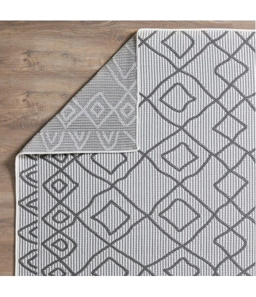 Loomaknoti Breyleigh Calvyn Cream/Gray EB004 5 ft. 3 in. X 7 ft. 3 in. Rectangle Rug