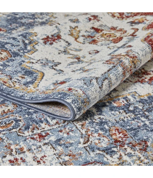 Loomaknoti Alsbrooke Kapirah Cream/Blue EA008 4 ft. X 6 ft. Rectangle Rug
