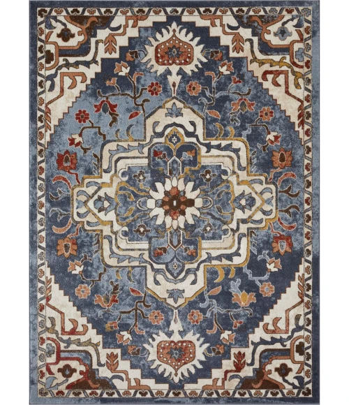 Loomaknoti Alsbrooke Zailorn Blue/Cream EA006 6 ft. 7 in. X 9 ft. 2 in. Rectangle Rug