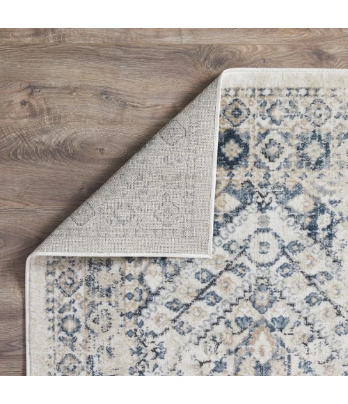 Loomaknoti Kehleigh Avnorie Cream/Blue EK012 6 ft. 7 in. X 9 ft. 2 in. Rectangle Rug