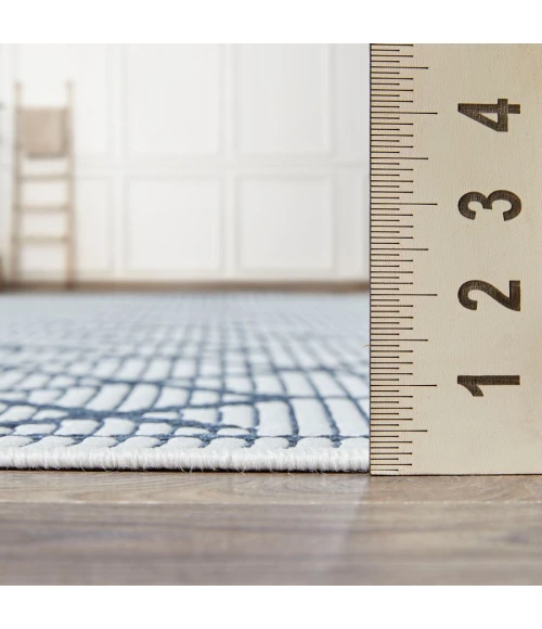 Loomaknoti Breyleigh Chendler Cream/Blue EB001 9 ft. 10 in. X 12 ft. 10 in. Rectangle Rug