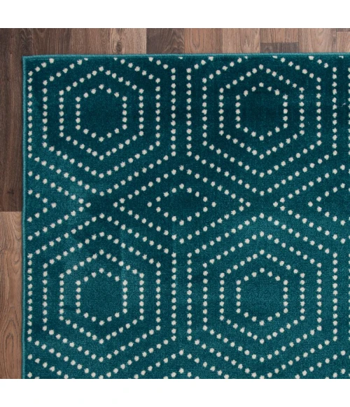 Loomaknoti Tecopa Kaharie Teal/White ETR21TEW08 2 ft. 3 in. X 3 ft. Rectangle Rug