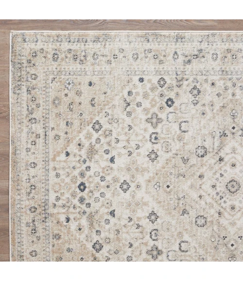 Loomaknoti Kehleigh Abrem Cream/Blue EK003 6 ft. 7 in. X 9 ft. 2 in. Rectangle Rug
