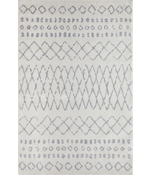 Loomaknoti Kissandrah Barzenski Cream/Gray EKI007 5 ft. 3 in. X 7 ft. 3 in. Rectangle Rug