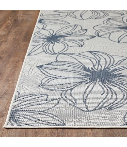Loomaknoti Breyleigh Cerimia Cream/Blue EB007 5 ft. 3 in. X 7 ft. 3 in. Rectangle Rug