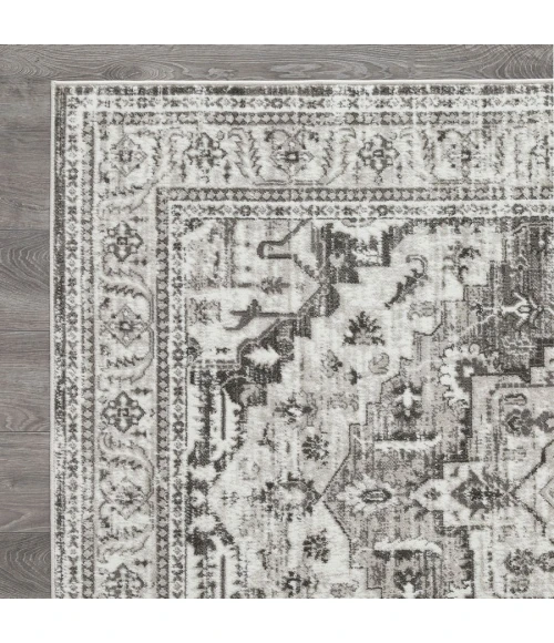 Loomaknoti Rhane Alvner Gray/Cream ER018 6 ft. 7” X 9 ft. 2” Rectangle Rug