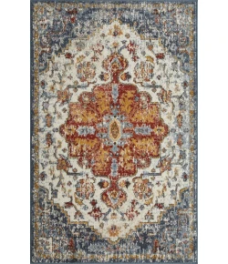 Loomaknoti Alsbrooke Kapirah Cream/Blue EA008 3 ft. 3 in. X 5 ft. 3 in. Rectangle Rug