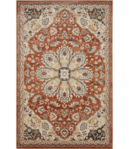 Loomaknoti Malanie Charler Red/Beige EM002 4 ft. X 6 ft. Rectangle Rug