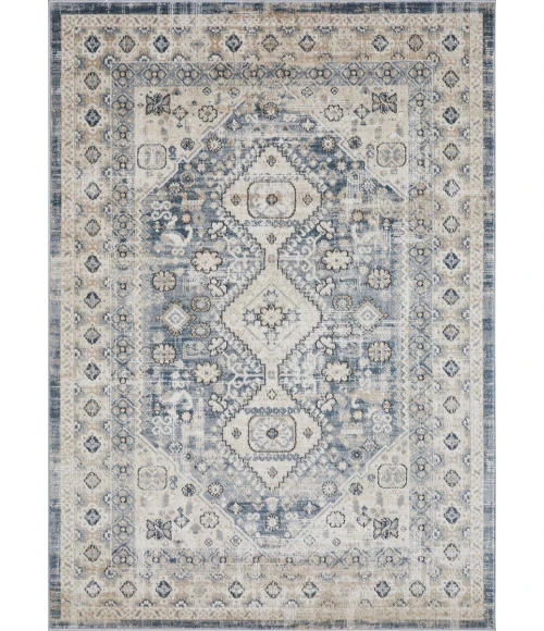 Loomaknoti Kehleigh Awester Blue/Cream EK018 7 ft. 10 in. X 9 ft. 10 in. Rectangle Rug