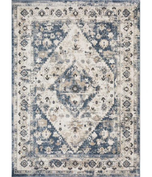 Loomaknoti Kehleigh Zofionz Blue/Cream EK004 6 ft. 7 in. X 9 ft. 2 in. Rectangle Rug