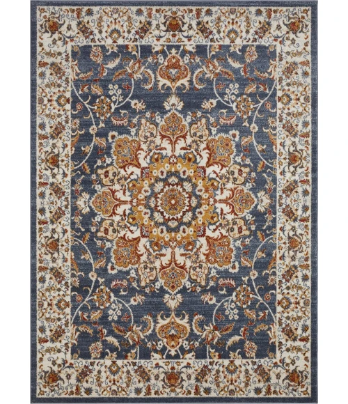Loomaknoti Alsbrooke Amrenta Blue/Cream EA001 7 ft. 10 in. X 9 ft. 10 in. Rectangle Rug