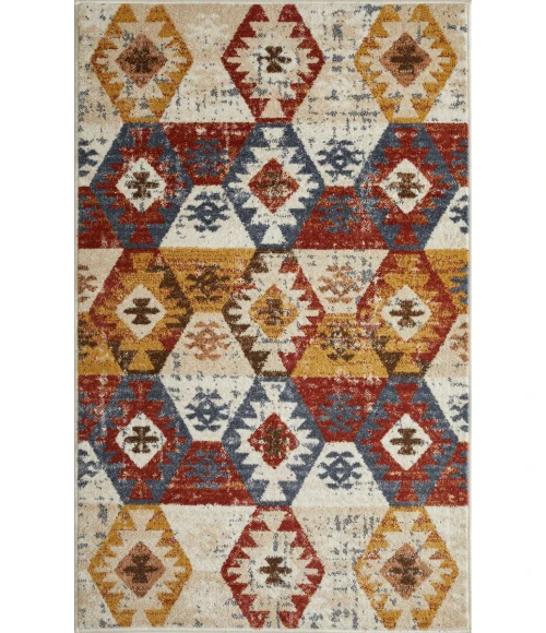 Loomaknoti Alsbrooke Bradin Cream/Orange EA003 3 ft. 3 in. X 5 ft. 3 in. Rectangle Rug