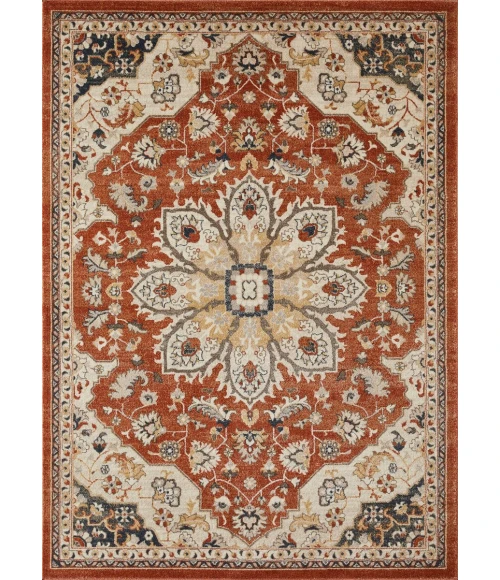 Loomaknoti Malanie Charler Red/Beige EM002 9 ft. 10 in. X 12 ft. 10 in. Rectangle Rug