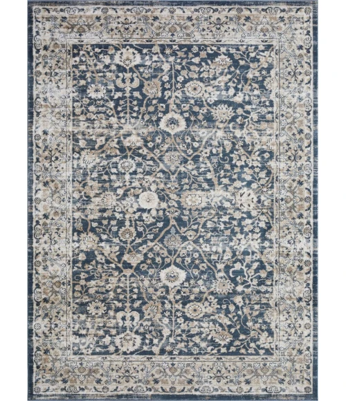 Loomaknoti Kehleigh Oviel Blue/Cream EK013 6 ft. 7 in. X 9 ft. 2 in. Rectangle Rug